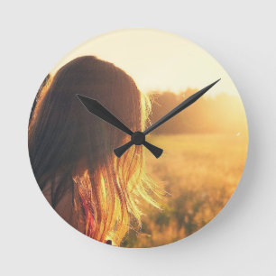 Ronde Horloge acrylique du lever du soleil de la chambre