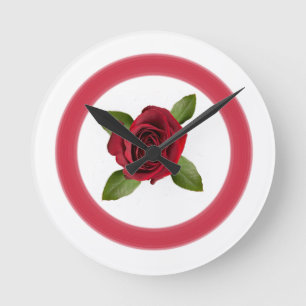 Ronde Horloge Acrylique Rouge Rose