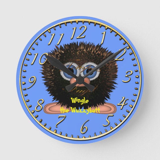 Ronde Horloge amusante pour enfants Wingle the Wuzzybutt (Recto)