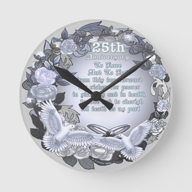 Ronde Horloge Anniversaire de Mariage Argent (Recto)