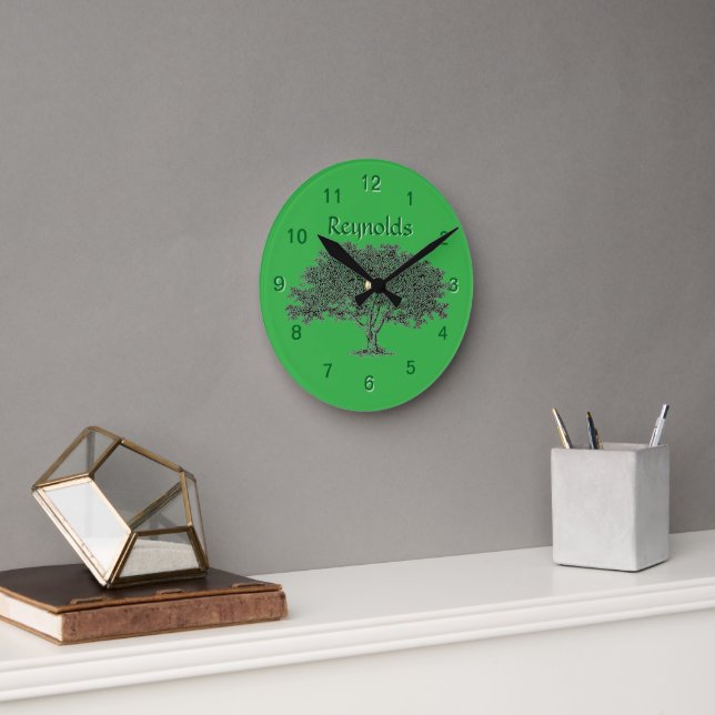 Ronde Horloge - arbre généalogique en vert (Bureau)