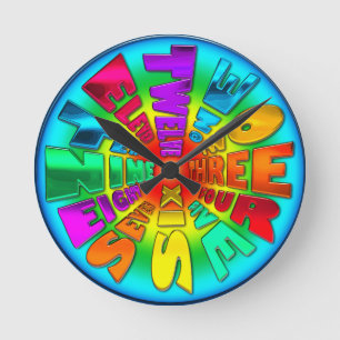 Ronde Horloge arc-en-ciel à mots