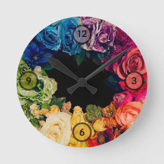 Ronde Horloge arc-en-ciel florale