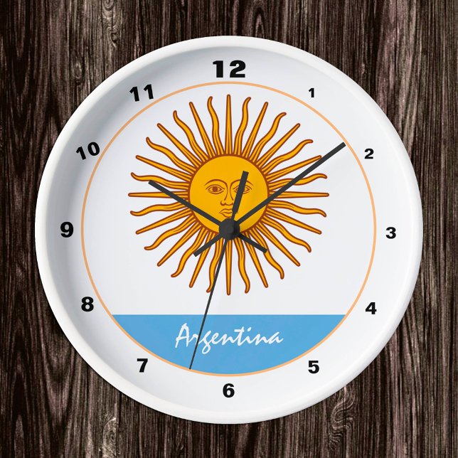 Ronde Horloge argentine, Décor moderne, Drapeau argentin (Créateur téléchargé)