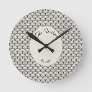Ronde Horloge arrondie Art déco Vintage du milieu du siè