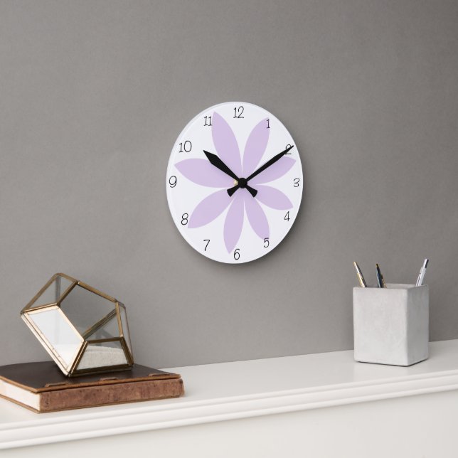 Ronde Horloge arrondie de marguerite violette (Bureau)