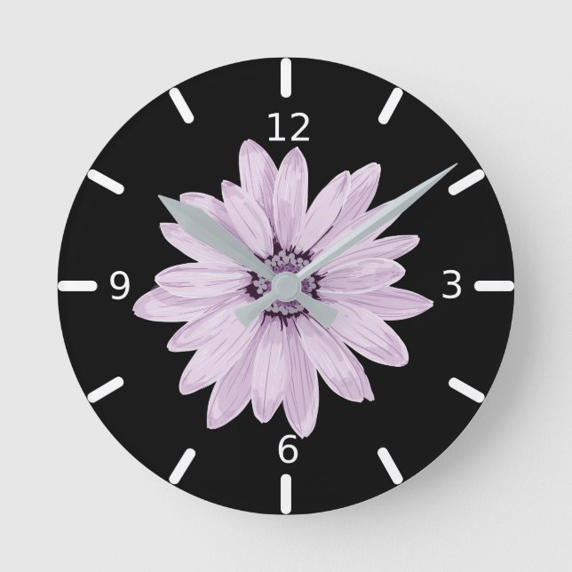 Ronde Horloge arrondie florale pourpre (Recto)