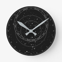 Horloge astrolabe noir et blanc  