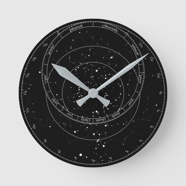Ronde Horloge astrolabe noir et blanc   (Recto)