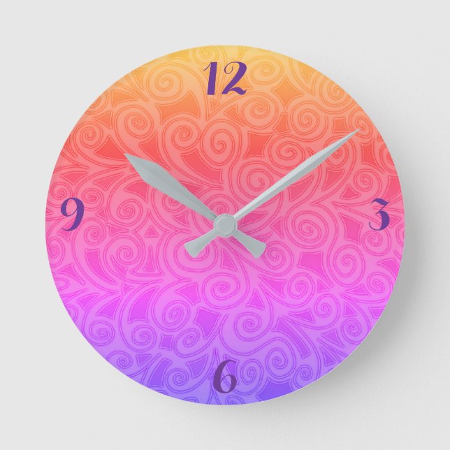 Ronde Horloge Avec Conception Abstraite Colorée (Recto)