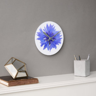 Ronde horloge avec design cornflower bleu