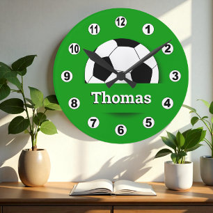 Ronde Horloge balle de football nom personnalisé, fan de