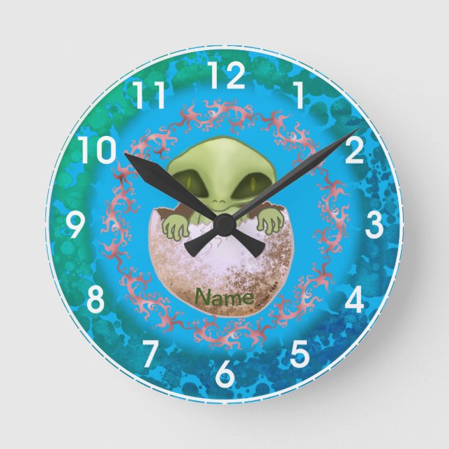 Ronde Horloge bébé alien (Recto)