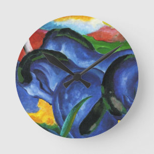 Ronde Horloge bleue de chevaux de Franz Marc