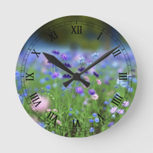 Ronde Horloge bleue de Cornflower