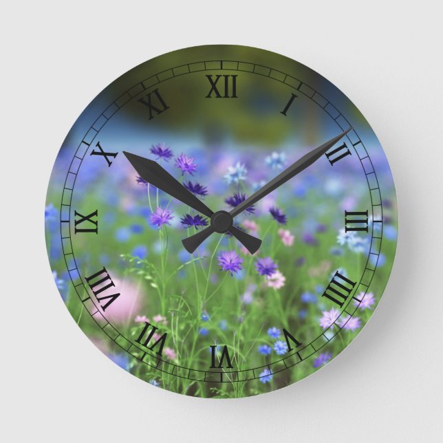 Ronde Horloge bleue de Cornflower (Recto)