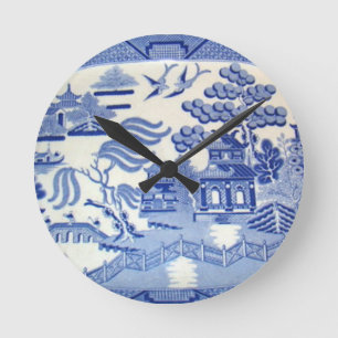 Ronde Horloge bleue de cuisine de saule