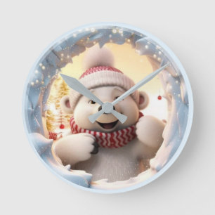 Ronde Horloge Bonhomme de Neige Heureux