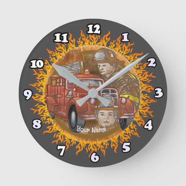 Ronde Horloge Camion de pompier Copain pompier (Recto)