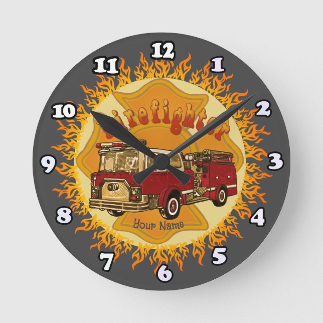Ronde Horloge camion de pompiers Croix de Malte (Recto)