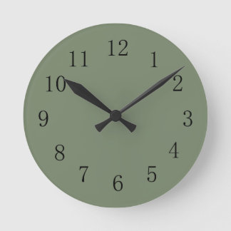 Ronde Horloge Camoflage Vert Mur