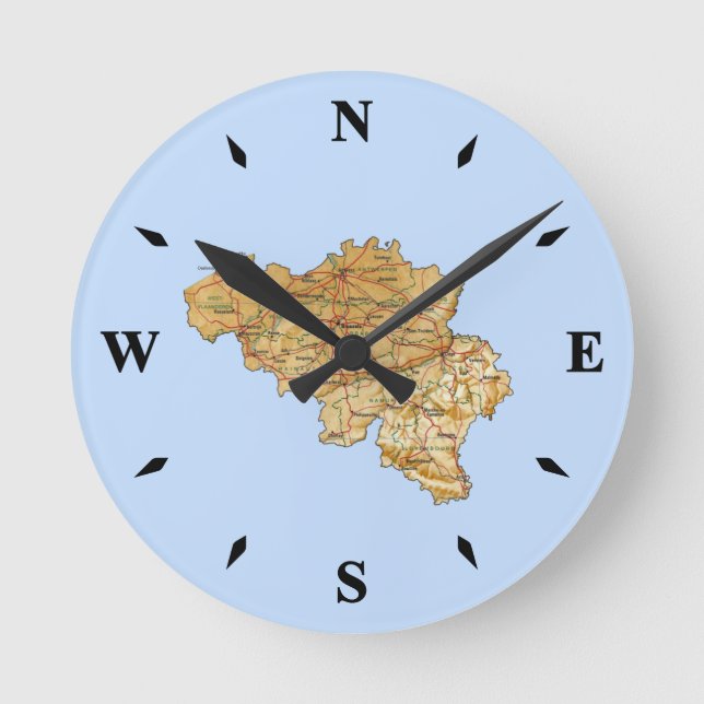 Ronde Horloge Carte Belgique (Recto)