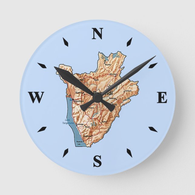Ronde Horloge Carte Burundi (Recto)