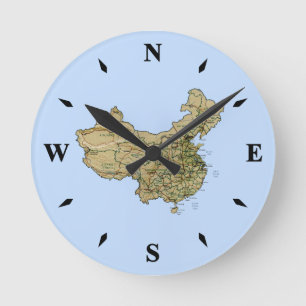 Ronde Horloge Carte Chine