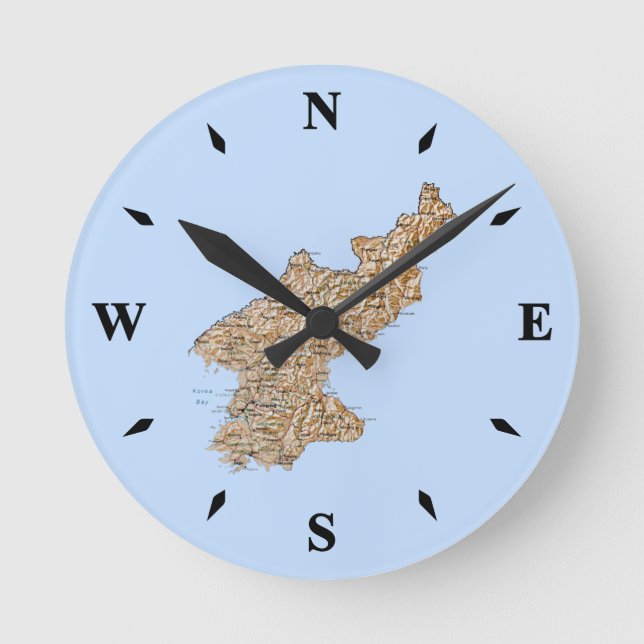 Ronde Horloge Carte Corée du Nord (Recto)