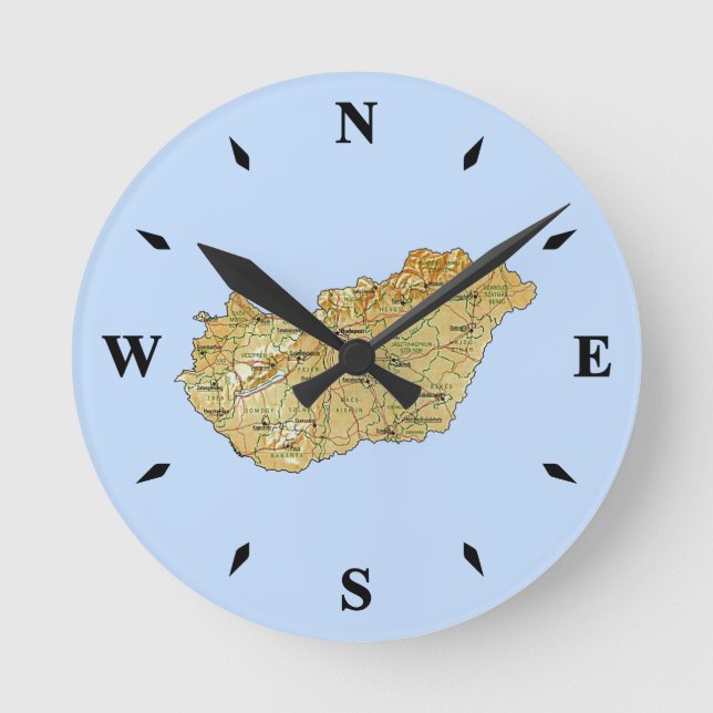 Ronde Horloge Carte Hongrie (Recto)