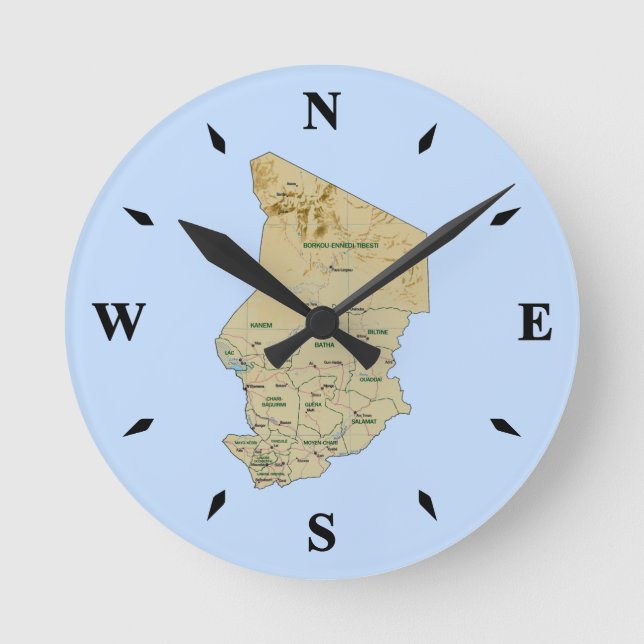 Ronde Horloge Carte Tchad (Recto)