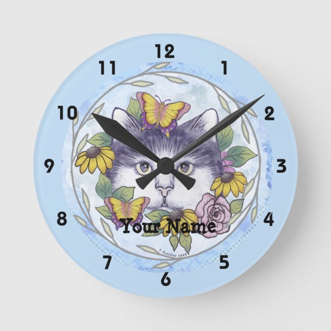 Ronde Horloge Chat Caché (Recto)
