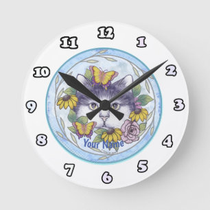 Ronde Horloge Chat qui se Cache