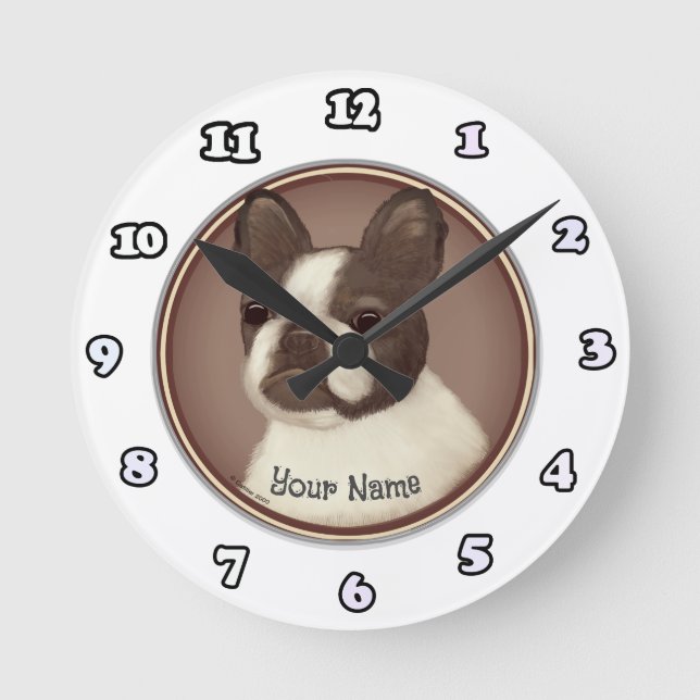Ronde Horloge Chien Boston Terrier (Recto)
