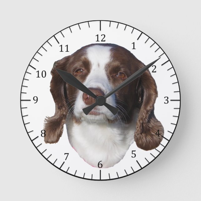 Ronde Horloge Chien Brown et Blanc (Recto)