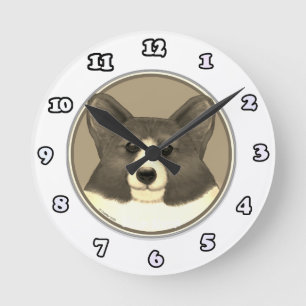 Ronde horloge chien Corgi gallois