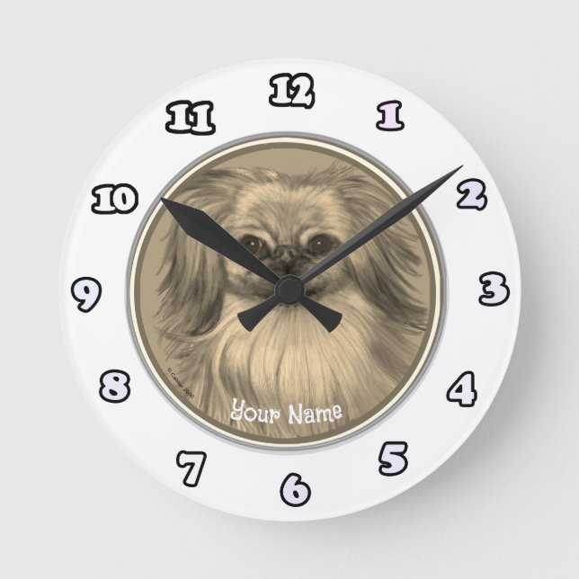 Ronde Horloge chien Pékinois (Recto)