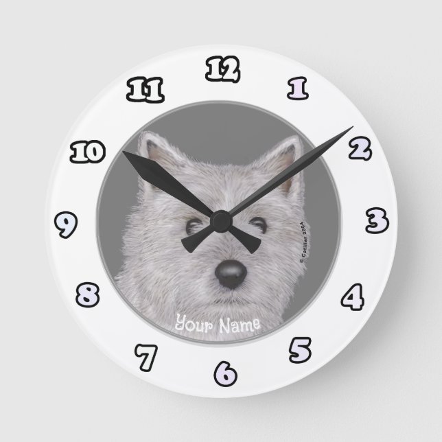 Ronde Horloge Chien Terrier Cairn (Recto)