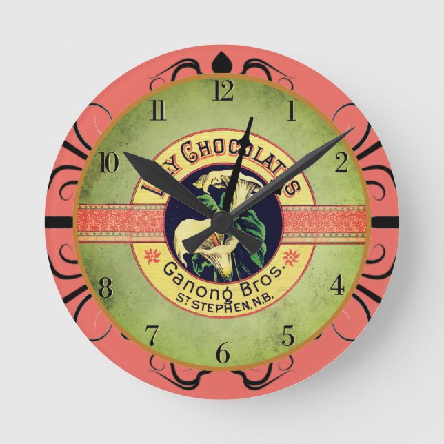 Ronde Horloge chocolat Art nouveau moyen-horloge (Recto)