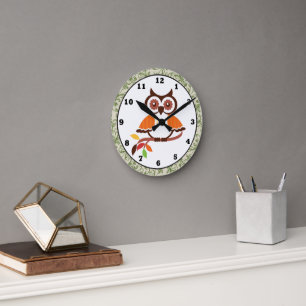 Ronde Horloge Chouette d'automne