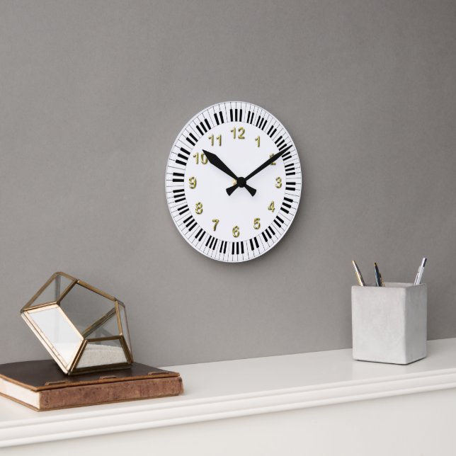 Ronde Horloge Clavier de Piano avec Marqueurs DIY (Bureau)