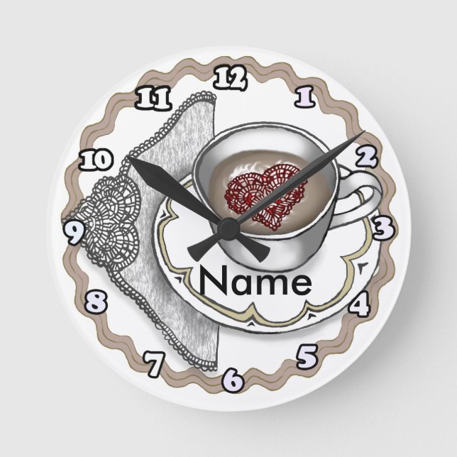 Ronde Horloge Coeur Dans Une Tasse (Recto)