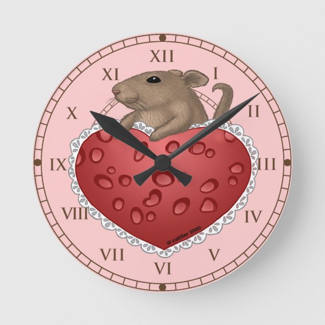Ronde Horloge Coeur de l'amour de la souris (Recto)
