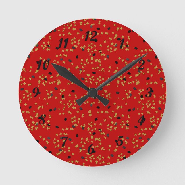 Ronde Horloge Confetti Red Graduation (Recto)