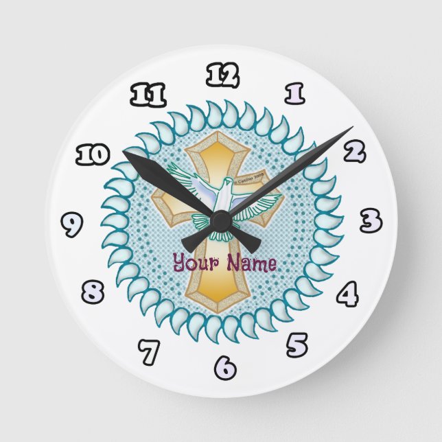 Ronde Horloge croix chrétienne Holy Dove (Recto)