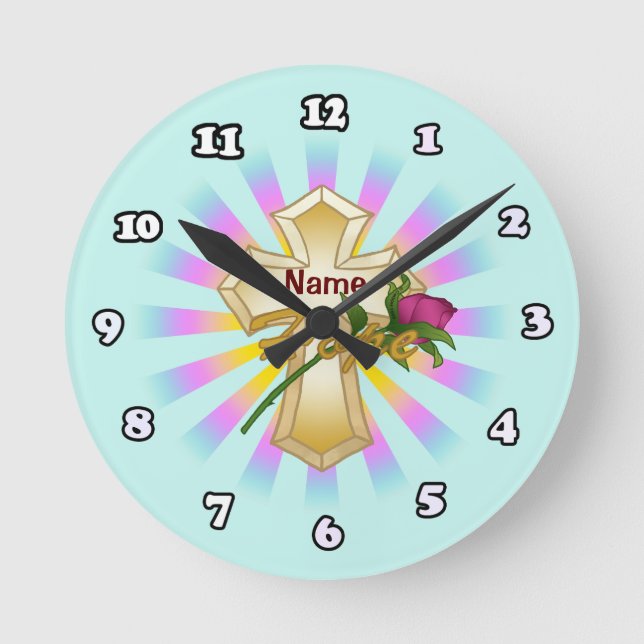 Ronde Horloge croix chrétienne Hope Rose (Recto)
