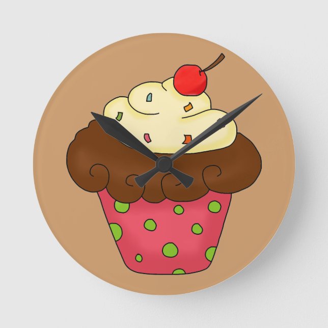 Ronde Horloge Cupcake personnalisée (Recto)