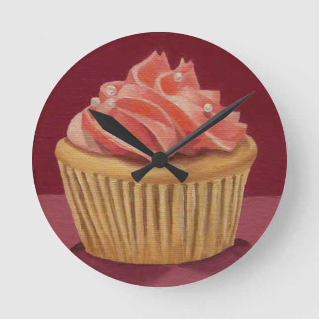 Ronde Horloge Cupcake Rose (Recto)