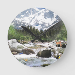 Ronde horloge d'art cerf