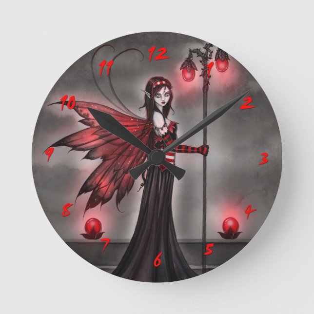 Ronde Horloge d'art de fée de fantasy rubis gothique (Recto)